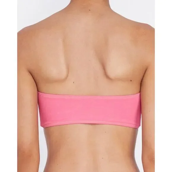Its Now Cool The Bandeau Strapless Bikini Top Rose Pink Denim Size 8
